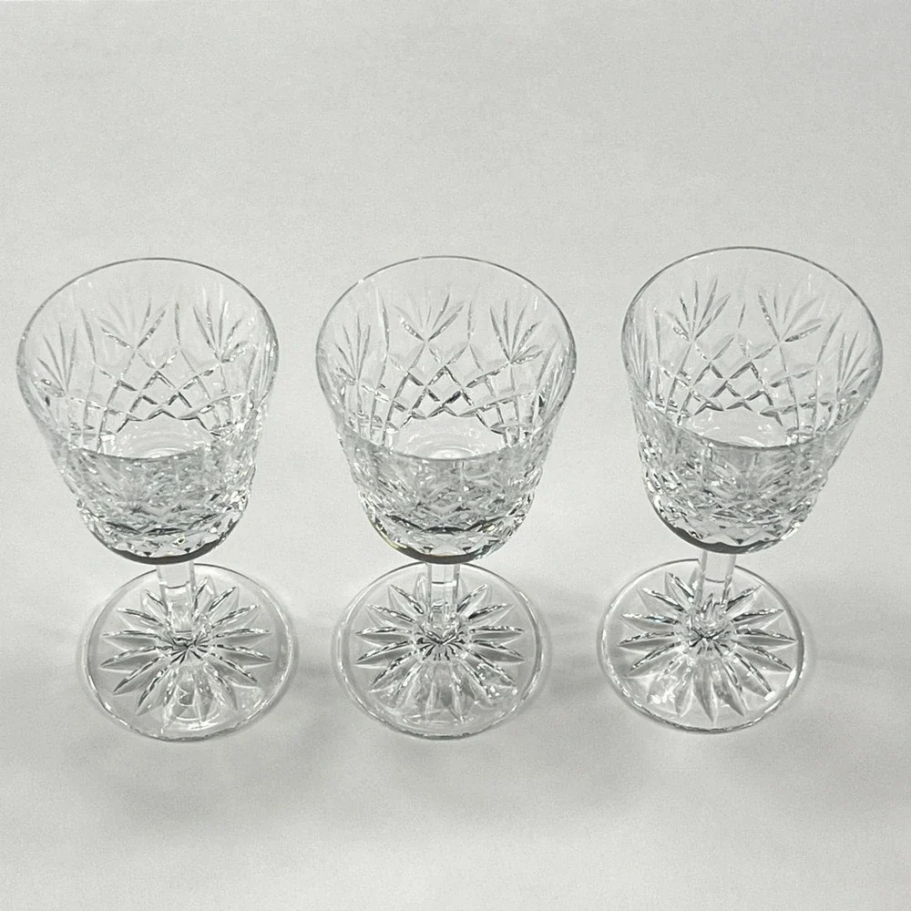 Crystal Wine Glasses Thomas Webb Warwick Pattern 6 Sided Stem 5 1/4